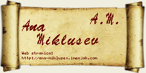Ana Miklušev vizit kartica